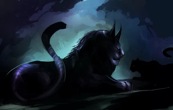 Темно, хищник, хвост, охотник, lion, predator