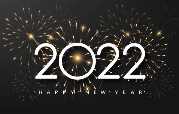 Картинка салют, цифры, Новый год, черный фон, new year, happy, fireworks, luxury