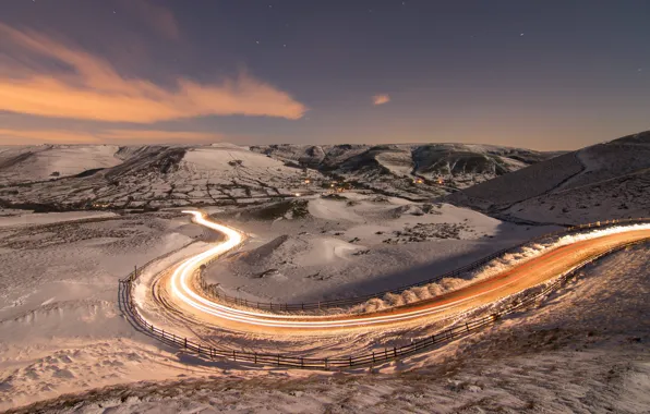 Зима, дорога, огни