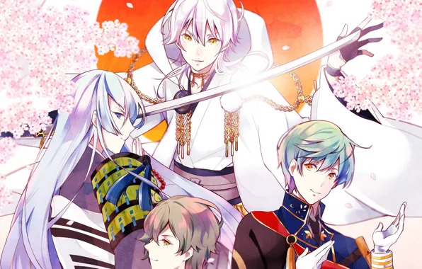 Группа, арт, парни, touken ranbu