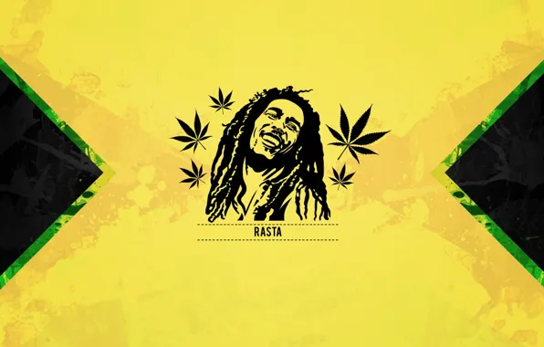 Bob marley, yellow, cannabis, jamaica, rasta