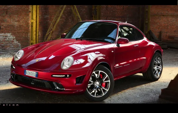 Красный, тюнинг, porshe, кроссовер, azazel