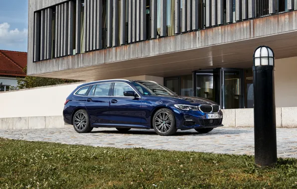 Картинка газон, BMW, 3-series, универсал, тёмно-синий, 3er, 2020, G21