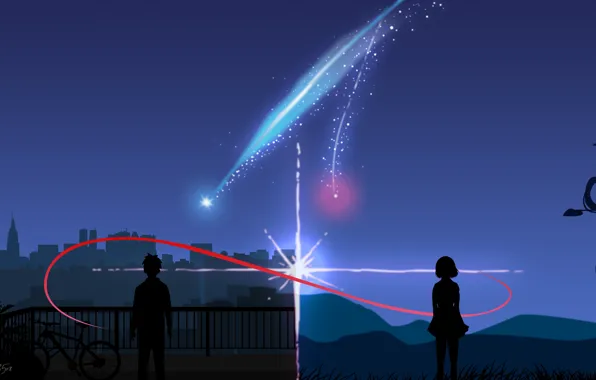Арт, тени, камета, Твоё имя, Kimi No Na Wa