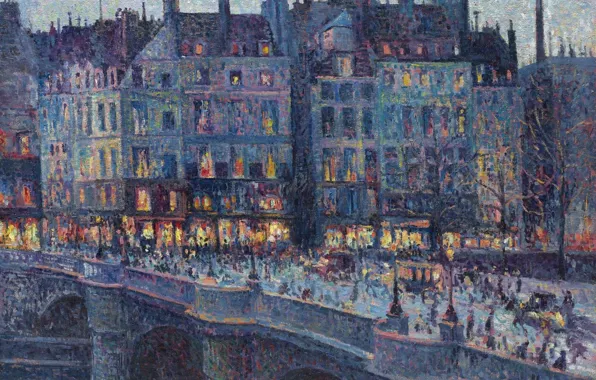 Картина, городской пейзаж, 1894, Максимильен Люс, Maximilien Luce, Набережная Конти