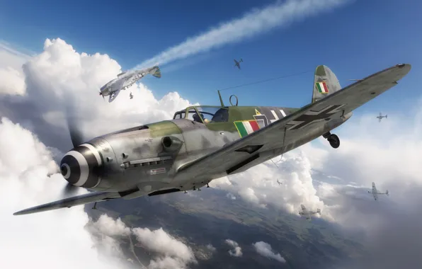 Германия, истребитель, Италия, люфтваффе, Adam Tooby, Messerschmitt Bf 109G-10 Erla