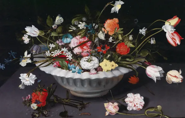 Картинка картина, ваза, Ян Брейгель младший, Натюрморт с Цветами