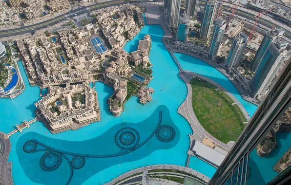 Картинка вода, дома, бассейн, Dubai, дубай, оаэ, Бурдж-Халифа