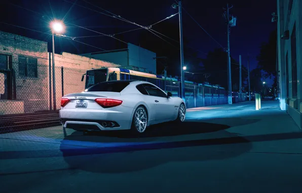 Maserati, Night, Street, Supercar, Gran Turismo, Rear