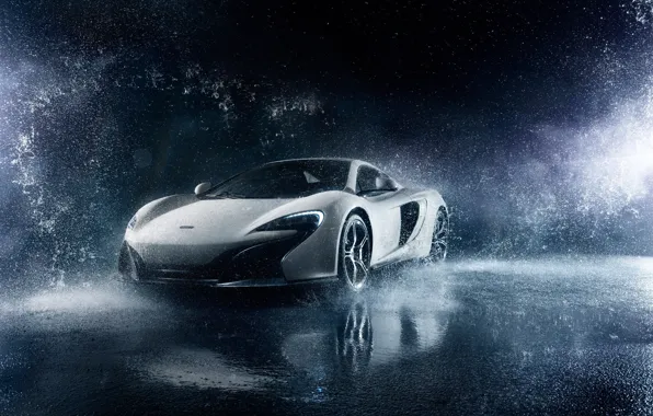 Картинка McLaren, Frozen, Front, Water, White, Supercar, 650S, Ligth