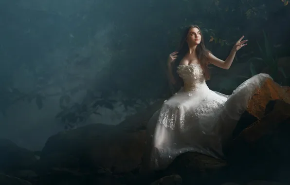 Лето, взгляд, девушка, природа, поза, стиль, платье, Nicole Lau