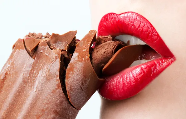Картинка woman, lips, ice cream, chocolate whim