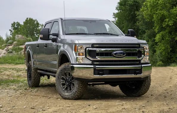 Серый, Ford, спереди, пикап, Super Duty, F-350, Tremor, 2020