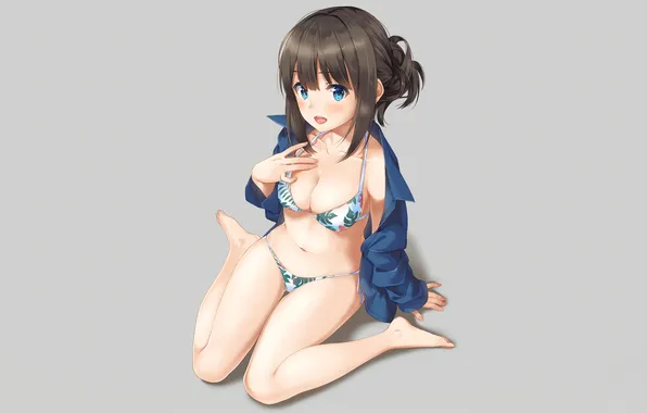 Girl, sexy, cleavage, legs, boobs, sexy girl, anime, blue eyes