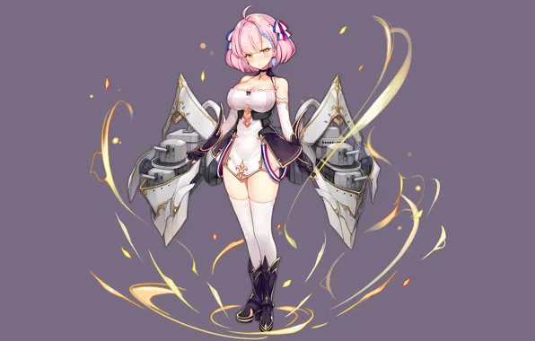 Girl, sexy, cleavage, thighhighs, pink hair, dress, legs, boobs
