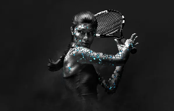 Картинка девушка, спорт, женщина, игра, большой, арт, ракетка, тенис