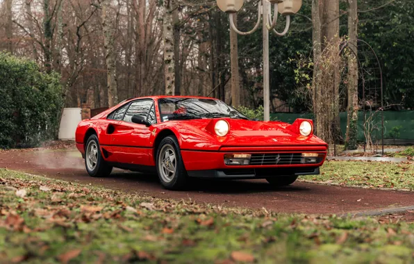 Деревья, Феррари, фонари, дорожка, Ferrari, спорт кар, GTB, Turbo