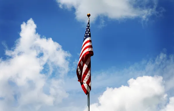 Небо, облака, флаг, америка, патриотизм
