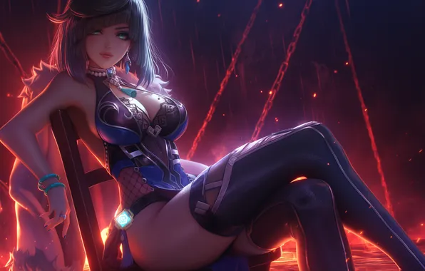 Art, erotic, 18+, Genshin Impact, Геншин Импакт, Yelan, Елань, Yelan from Genshin Impact
