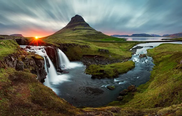 Картинка гора, панорама, Исландия, Iceland, Kirkjufell