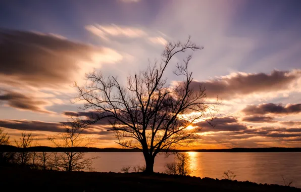 Закат, озеро, Jordan Lake