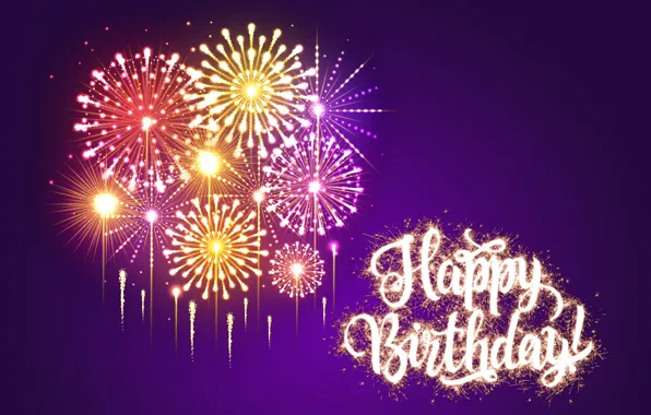 Картинка салют, Happy Birthday, fireworks, purple, sparkle, День Рождения, design by Marika