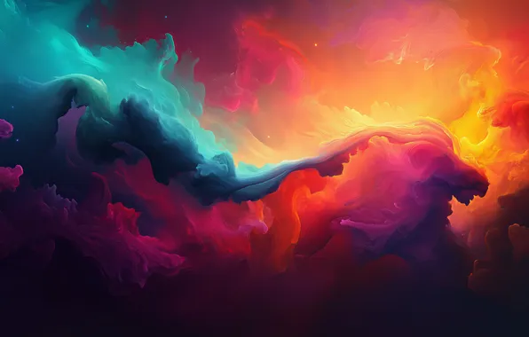 Дым, colorful, abstract, smoke, illustration, ИИ арт, AI art