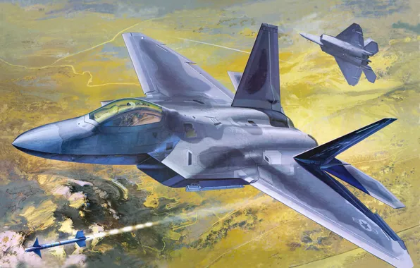 Картинка авиация, истребитель, самолёт, raptor, F-22A