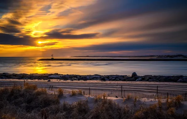 Картинка море, закат, берег