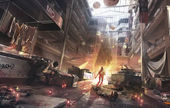 Шары, свечи, ёлка, Ubisoft, The Division