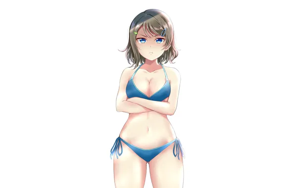 Girl, sexy, cleavage, boobs, anime, beautiful, short hair, pretty