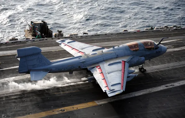Картинка Enterprise, Grumman, палубный самолёт РЭБ, EA-6B Prowler, взлет с авианосца, CVN-65