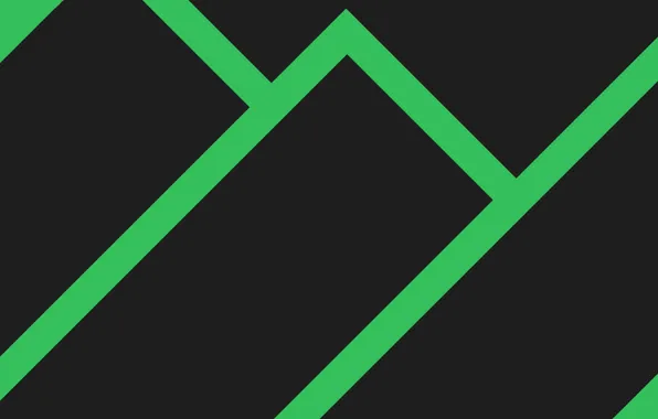 Зеленый, плоский, черный, минимализм, Линии, фигуры, прямоугольники, Manjaro Linux