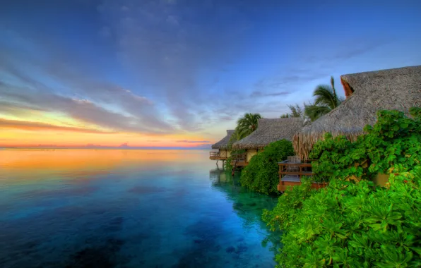 Картинка Sunset, The island of Moorea, Tahiti