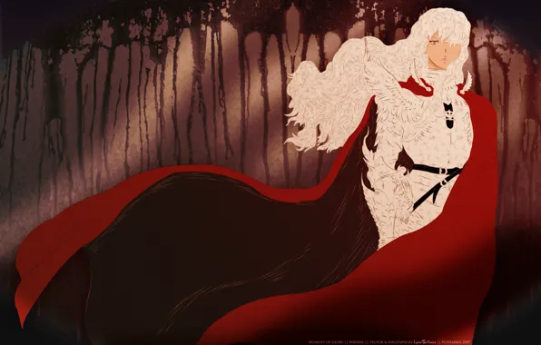 Волосы, доспехи, рыцарь, плащ, Berserk, гриффит