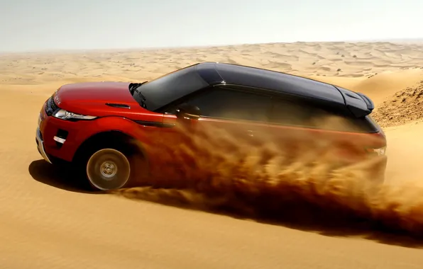 Картинка песок, небо, красный, пустыня, купе, Land Rover, Range Rover, Coupe