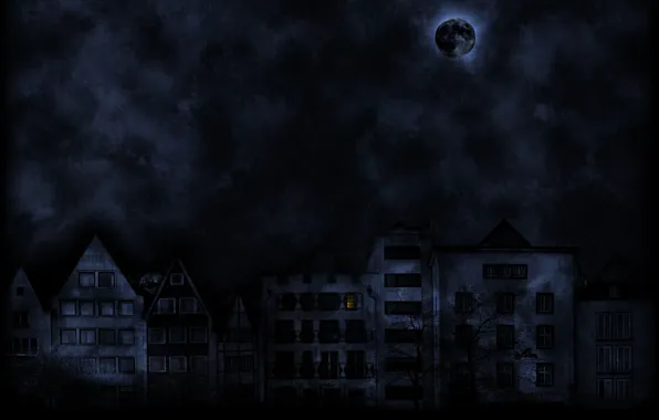Картинка луна, мрак, Улица