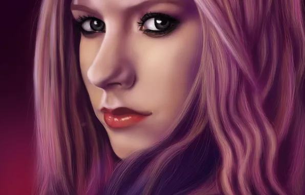 Картинка девушка, лицо, волосы, арт, певица, Avril Lavigne, Аврил Лавин