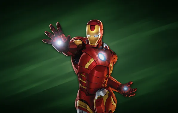 Картинка зеленый фон, железный человек, iron man, красный броник