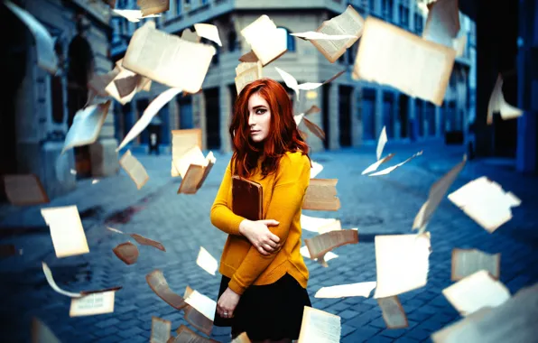 Девушка, книга, страницы, Ronny Garcia