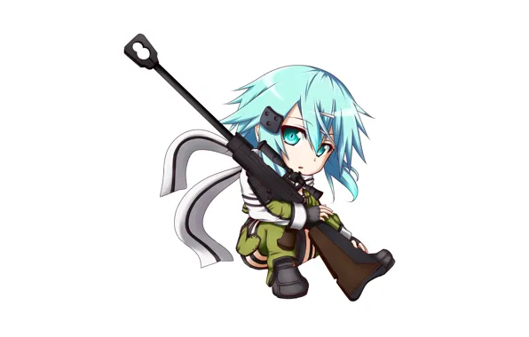 Game, anime, chibi, pretty, sniper, asian, rifle, cute