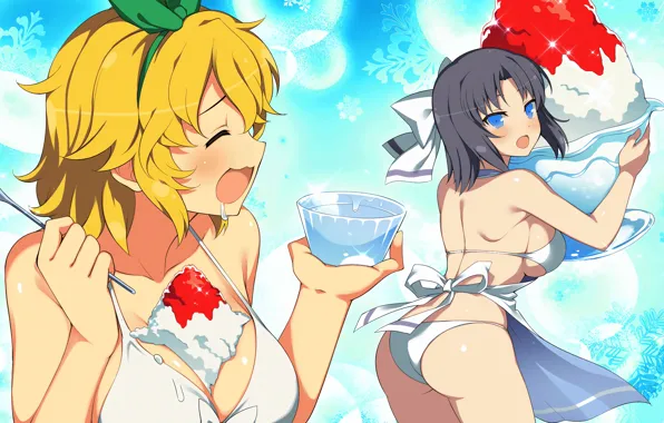 Sexy, ass, cleavage, girls, boobs, anime, blue eyes, beautiful