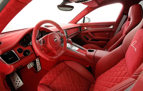 Картинка красный, салон, Porsche-Panamera
