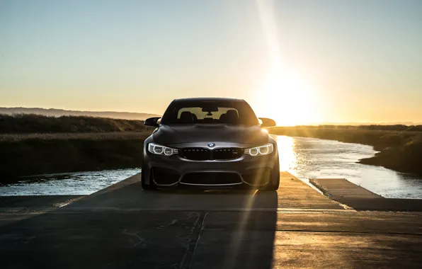 Картинка BMW, Sky, Carbon, Front, Black, Sun, Water, Matte