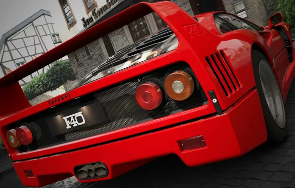 Красный, Авто, Машина, Феррари, Ferrari, F40, Графика, Суперкар