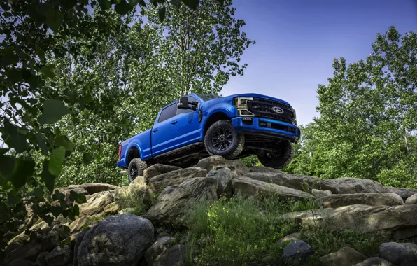 Синий, камни, Ford, пикап, Super Duty, F-250, Tremor, 2020