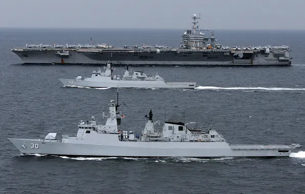 Фрегаты, kd lekiu, атомный авианосец, kd jebat, uss george washington