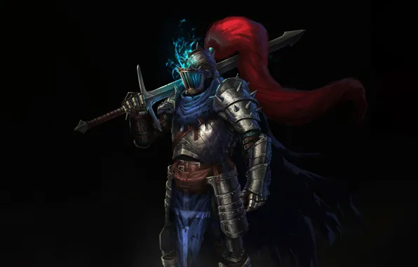 Минимализм, Доспехи, Меч, Воин, Fantasy, Рыцарь, Illustration, Knight