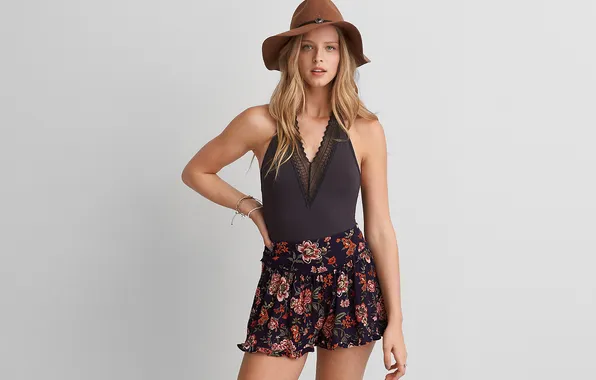 Shorts, blouse, woman, young, beautiful, model, Abby Champion