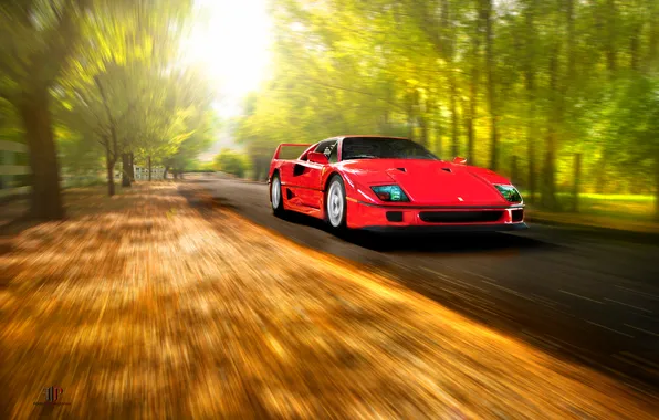 Картинка красный, скорость, ferrari, f40